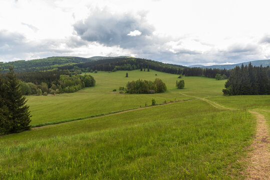 Hranicky in springtime Rychlebske hory mountains in Czech republic