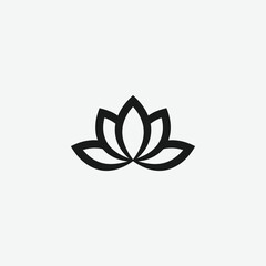 Minimalist Black Lotus Flower Logo – Elegant Modern Design on White Background