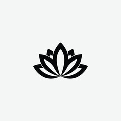 Fototapeta premium Minimalist Black Lotus Flower Logo – Elegant Modern Design on White Background