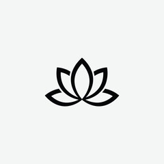 Fototapeta premium Minimalist Black Lotus Flower Logo – Elegant Modern Design on White Background