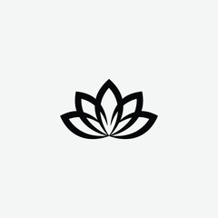 Fototapeta premium Minimalist Black Lotus Flower Logo – Elegant Modern Design on White Background