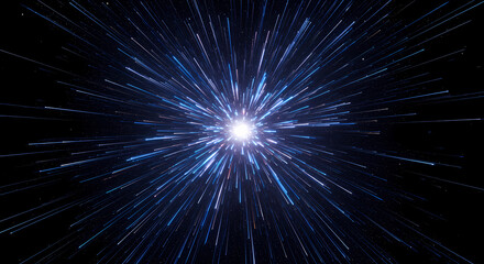 Cosmic Radiation Rays from Star Core with Blue and White Glow