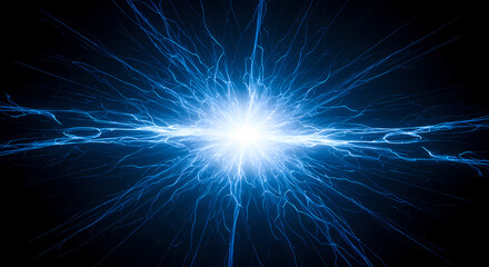 Blue Radiation Burst Abstract with Glowing Energy Waves