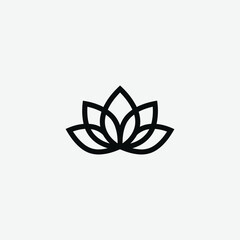 Minimalist Black Lotus Flower Logo – Elegant Modern Design on White Background