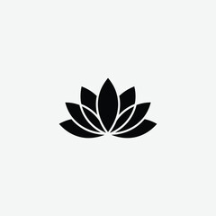 Obraz premium Minimalist Black Lotus Flower Logo – Elegant Modern Design on White Background