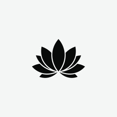 Minimalist Black Lotus Flower Logo – Elegant Modern Design on White Background