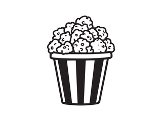 Striped Popcorn Bucket Outline Vector