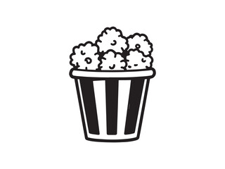 Popcorn Snack Bucket Line Drawing Set