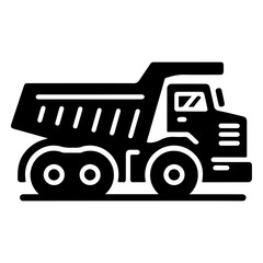 "Industrial Mining Vehicle Icon" – A Stylized Pictogram Vector Of A Dump Truck Designed For Transporting Earth And Ore.
