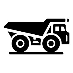 "Mining Truck Pictogram Vector Icon" – Representing The Raw Power Of Heavy Machinery, This Icon Captures A Classic Dump Truck In Mining Use.