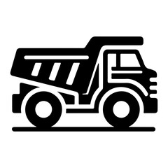 "Vector Icon Of A Heavy Mining Dump Truck" – A Clean Pictogram Design Symbolizing Robust Mining Operations And Heavy Transport Vehicles.

