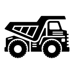 "Mining Truck Icon Vector" – A Simple Pictogram Of A Heavy-Duty Dump Vehicle, Perfect For Illustrating Industrial Mining Scenes.