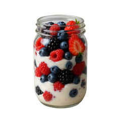 glass jar with berries  isolated on transparent or white background png