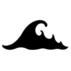 Obraz premium Powerful ocean wave illustration in bold black silhouette against white background