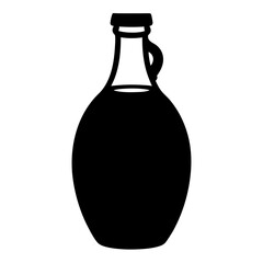 Black Silhouette of a Ceramic Jug with Handle and Narrow Neck