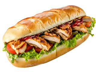 Delicious Chicken sandwich isolated on white background.