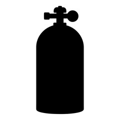 Black Silhouette of a Scuba Diving Air Tank with Valve System