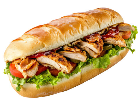 Delicious Chicken sandwich isolated on white background.