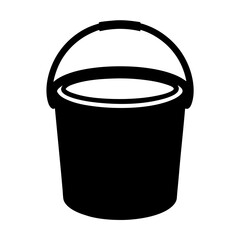 Black silhouette of a bucket with handle on a white background