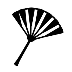 Sleek Black Folding Hand Fan Design in Simplified Vector Style