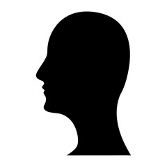 Elegant Silhouette of a Human Head Profile Facing Left on White