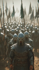 Medieval knights advancing