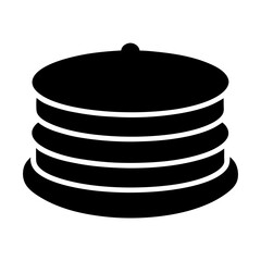 Stylized black and white depiction of a stack of round objects
