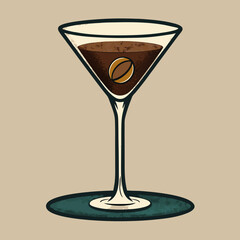 martini glass with ice