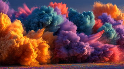 Colorful Powder Explosion Creating A Vibrant Cloud