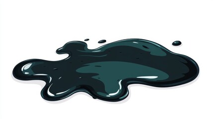 Dark Green Liquid Splash on White Background