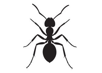 ant logo vector silhouette illustration, vector illustration of ant logo icon design, vector of a black silhouette ant, black ant silhouette isolated on white background.