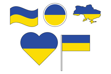 set of badges with flag of Ukraine vector illustration
