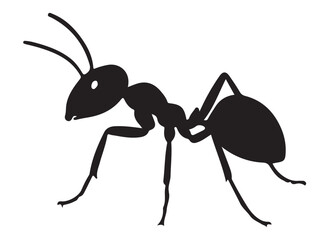 ant logo vector silhouette illustration, vector illustration of ant logo icon design, vector of a black silhouette ant, black ant silhouette isolated on white background.