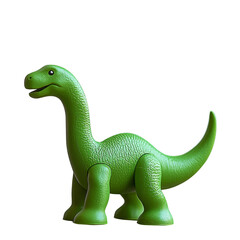 Fototapeta premium Colorful dinosaur toy with friendly expression, textured green body, and playful design, perfect for children playroom
