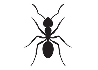 ant logo vector silhouette illustration, vector illustration of ant logo icon design, vector of a black silhouette ant, black ant silhouette isolated on white background.