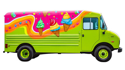 Fototapeta premium Colorful ice cream truck with bright design and vibrant colors cheerful and fun perfect for dessert delivery or events lively