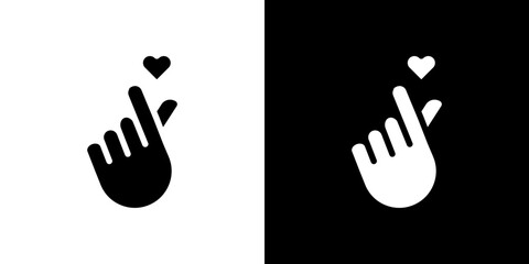 korean heart icon Vector in flat style. Collection silhouettes