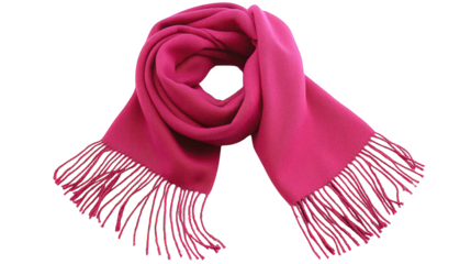 Pink scarf with fringes soft fabric stylish accessory fashion item warm clothing elegant design versatile wear cozy material