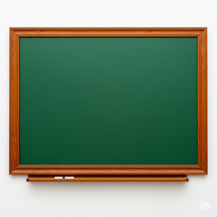 chalkboard with wooden frame. green chalkboard with chalk. A blank green chalkboard framed in wood, ready for teaching or notes.