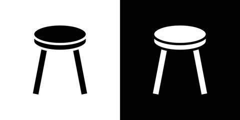 Stool icon Vector in flat style. Collection silhouettes
