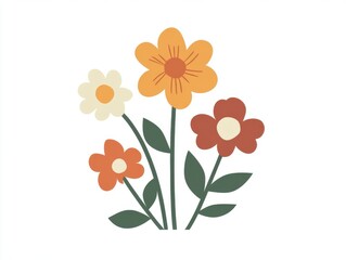 Vector flower shop logo template with simple blooms 