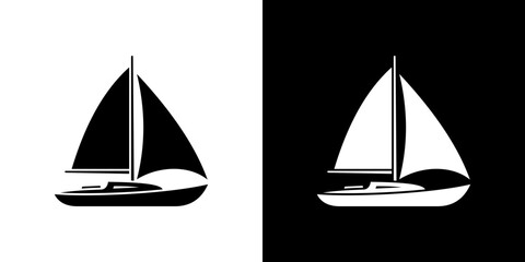 Sailboat icon Vector in flat style. Collection silhouettes