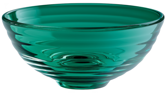 Clear glass bowl with green tint, featuring smooth, rounded shape and slightly flared rim, suitable for serving or decoration