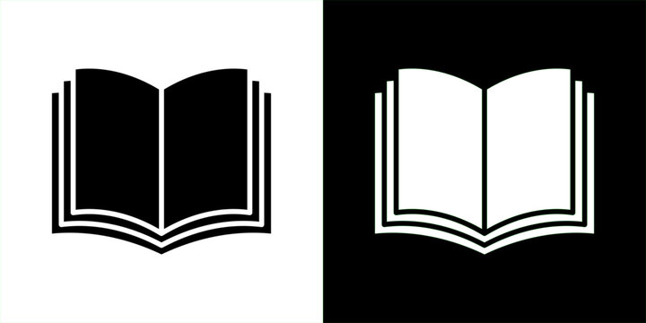 open book icon Vector in flat style. Collection silhouettes
