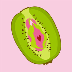 Kiwi with outlines female labia. Vulva