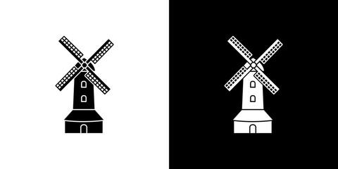 Mill sign icon Vector in flat style. Collection silhouettes