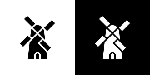 Mill icon Vector in flat style. Collection silhouettes
