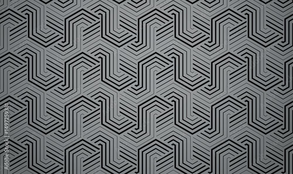 Poster abstract geometric pattern with stripes, lines. seamless vector background. gray and black ornament.