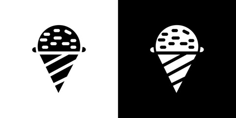 Ice cream cone icon Vector in flat style. Collection silhouettes