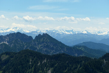 Fototapeta premium Panoramic view from a mountain top - summery snow peaks in the Alps